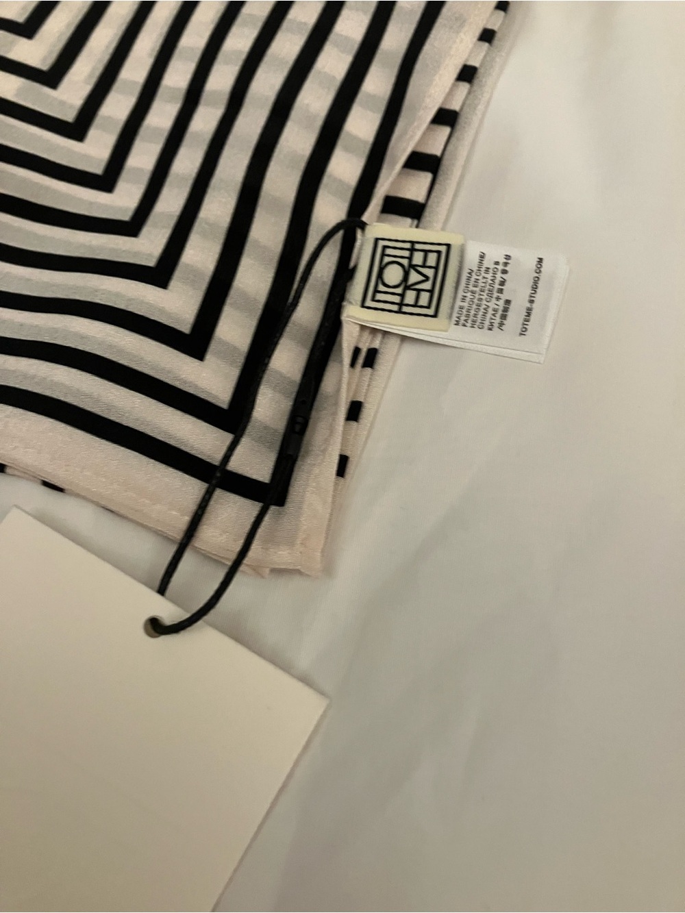 Totême Black and Cream Striped Silk Scarf - Picture 3 of 10